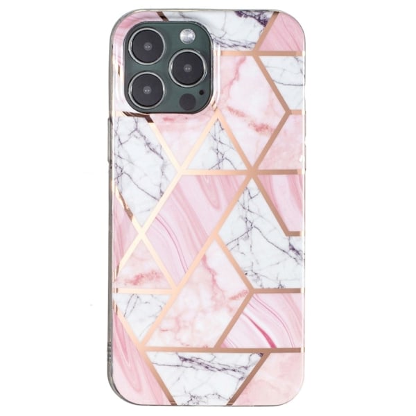 Marble design iPhone 14 Pro cover - Hvid Grus / Pink Marmor Pink