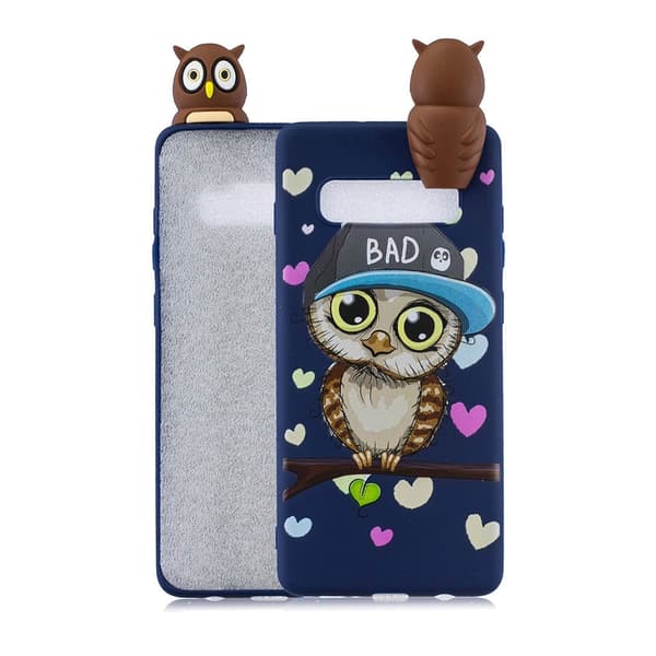 Samsung Galaxy S10 3D sødt dukke mønstret etui - Ugle Multicolor