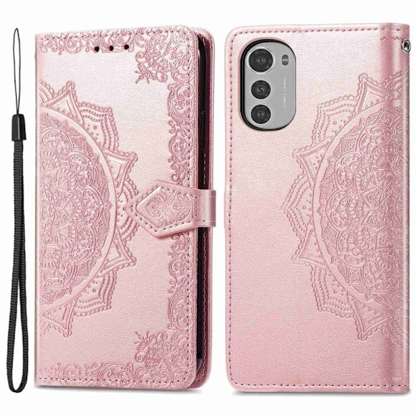 Mandala läder Motorola Moto E32 fodral - Rosa Rosa