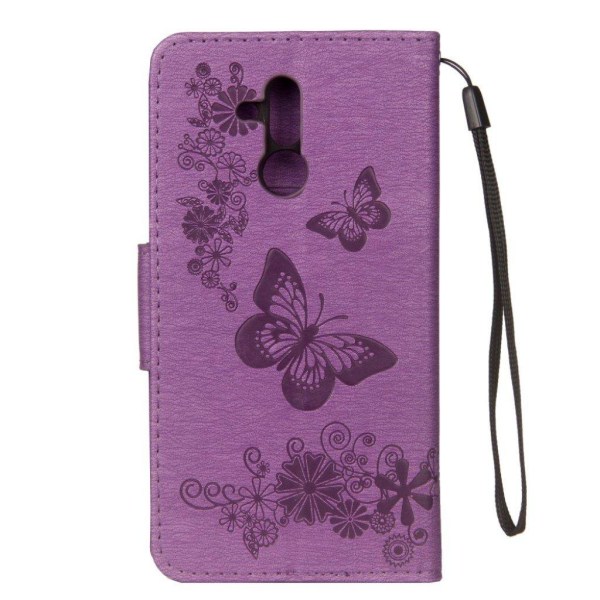 Huawei Mate 20 Lite syntet läder plånboks mobilfodral med fjäril Lila