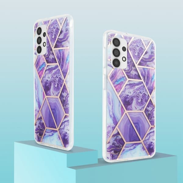 Marmordesign Samsung Galaxy A23 deksel - Mørkelilla Purple