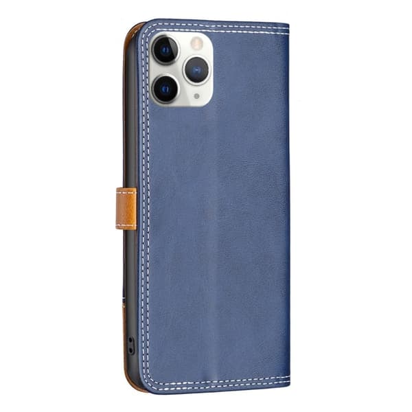BINFEN to-farvet iPhone 11 Pro Max læderetui - Blå Blue