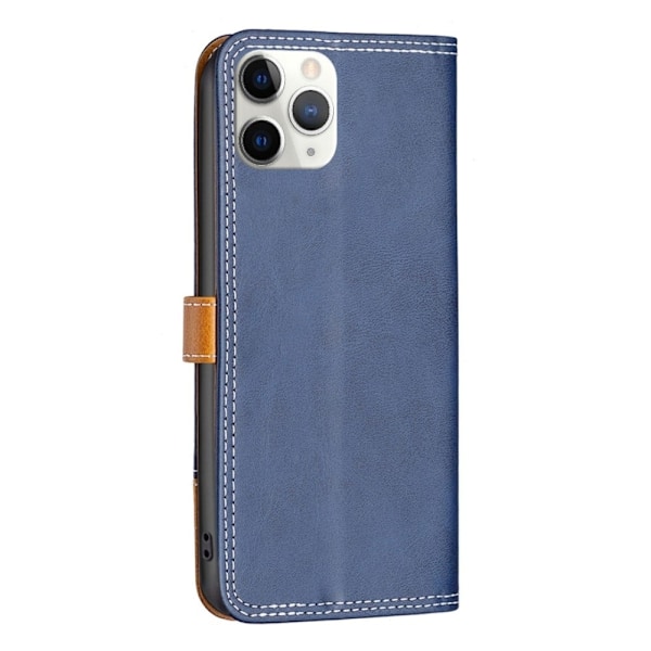 BINFEN tvåfärgat läder iPhone 11 Pro Max fodral - Blå Blå