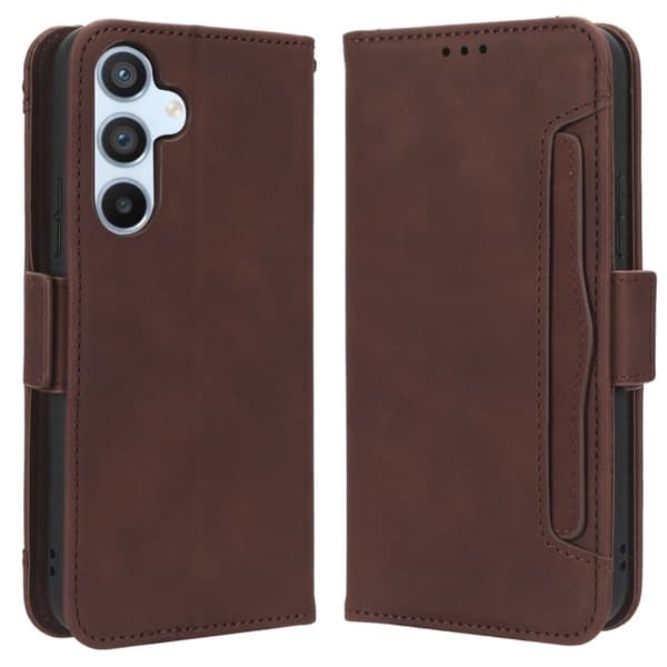 Stilfuldt Læder Etui med Pung til Samsung Galaxy A54 - Brun Brown