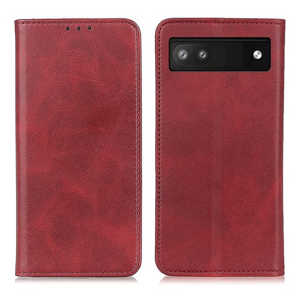 Flip Etui med Pung i Ekte Lær til Google Pixel 6a - Rød Red