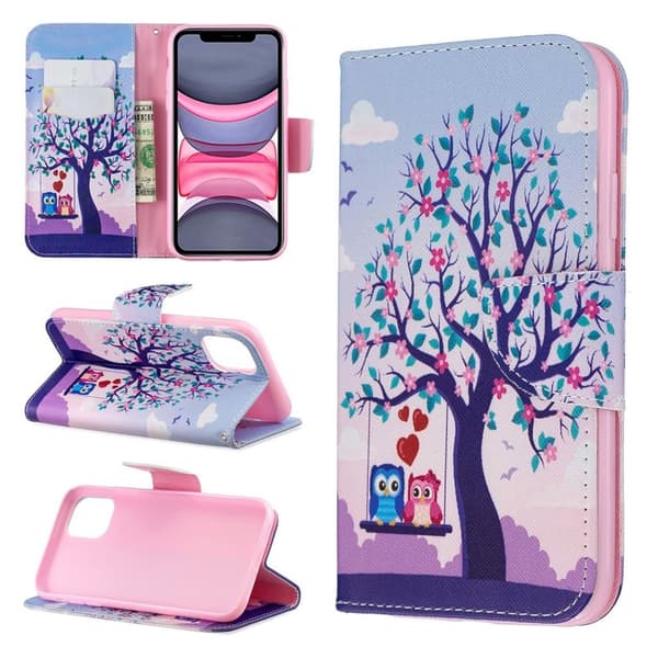 Wonderland iPhone 11 Veske - Uglepar og tre Multicolor