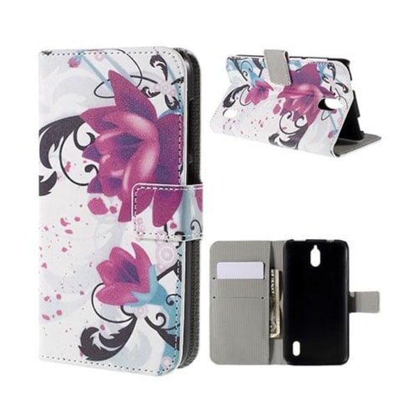 Moberg Huawei Y625 Nahkakotelo Korttitaskuilla - Kapokki Kukka Multicolor