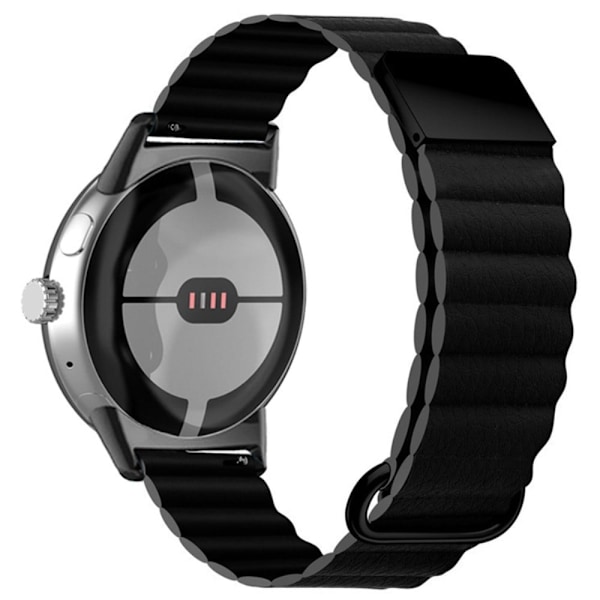Google Pixel Watch urrem i ægte læder med magnetisk spænde - Sort Black