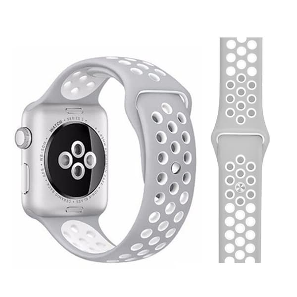 Apple Watch Series 5 / 4 44mm dobbeltfarvet urrem - Grå / Hvid Silver grey