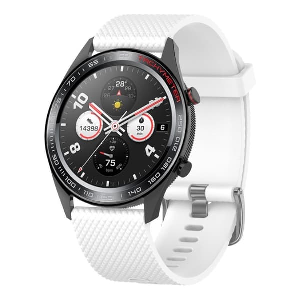 Huawei Watch GT / Samsung Galaxy Watch 46 mm klockarmband i silikon med rombstruktur - Vit Vit