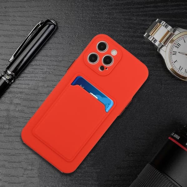 Card Holder Suojakuori For iPhone 13 Pro Max - Punainen Red