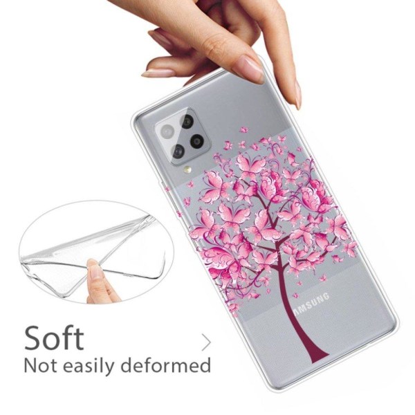 Butterfly läder Samsung Galaxy A42 5G fodral - Rosa Rosa