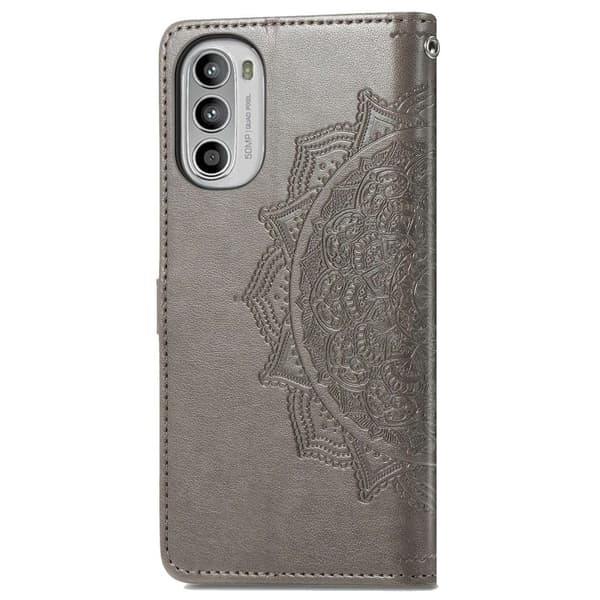 Mandala Motorola Moto G52 Flip Etui - Grå Silver grey