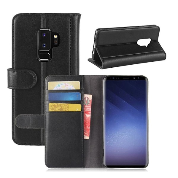 Samsung Galaxy S9 Plus split læder flip etui - Sort Black