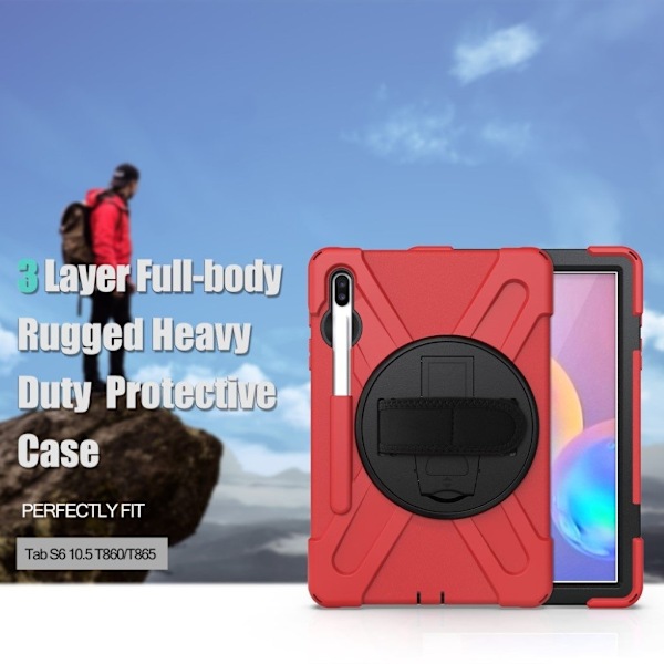 Samsung Galaxy Tab S6 X-Shape combo case - Punainen Red