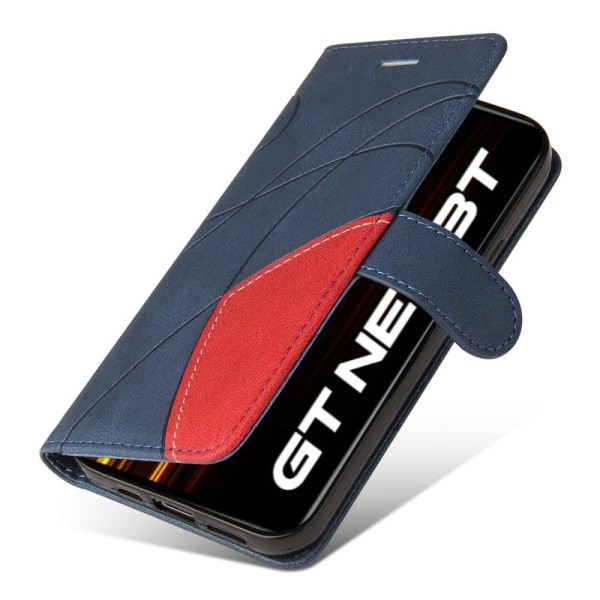 Tekstureret Realme GT Neo 3T / Realme GT Neo2 læderetui med rem Blue
