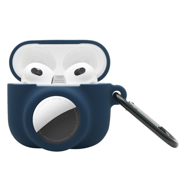 AirPods 3 / AirTag 2-i-1 silikonöverdrag - Midnattsblå Blå