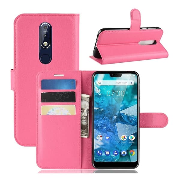 Classic Nokia 7.1 flip veske - Rose Pink