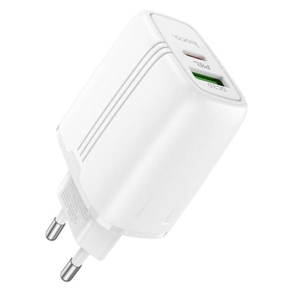N11 Powerful dual port PD20W+QC3.0 charger (EU) - White Vit