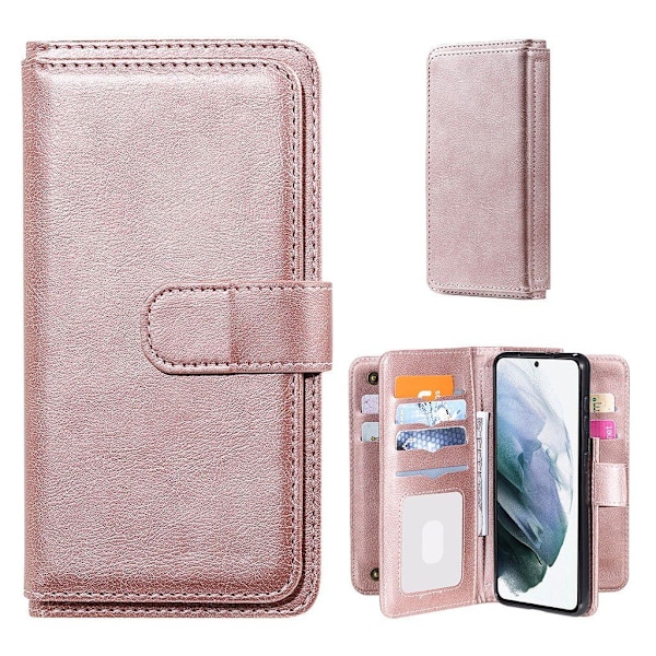 Samsung Galaxy S21 Plus 5G fodral med 10 fickor - Rosa Rosa