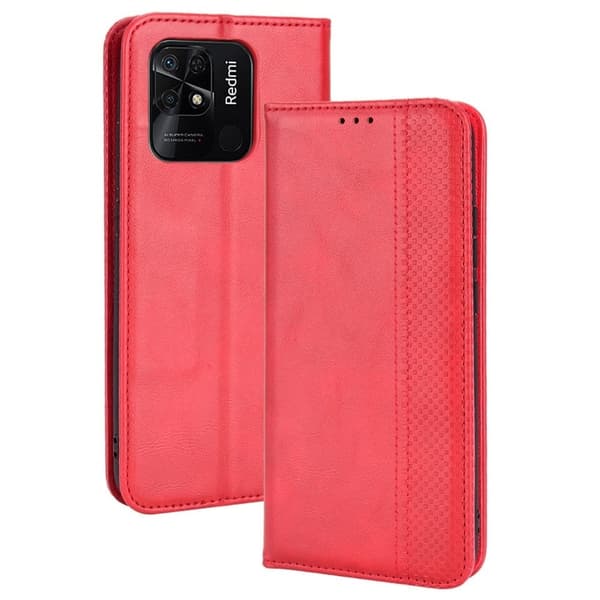 Bofink Vintage Xiaomi Redmi 10C lærveske - Rød Red
