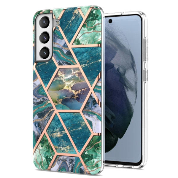 Marble Samsung Galaxy S21 FE Etui - Blå / Grøn Multicolor