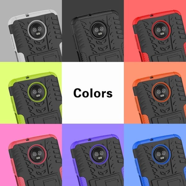 Motorola Moto Z3 Play mobilskal hårdplast och TPU material däckdesign utfällbart ställ - Lila Lila