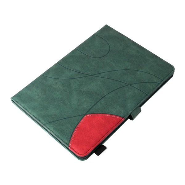 KT Leather Series-1 Dual-Color Splicing Magnetic Clasp Closure Leather Tablet Case Stand Cover with Card Slots iPad Pro 12.9 (2022) / (2021) / (2020) Green