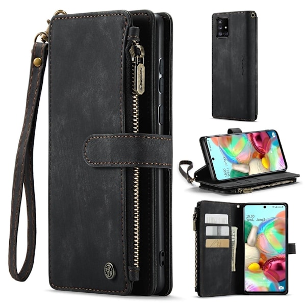 CaseMe Samsung Galaxy A71 etui med lynlås og pung - Sort Black