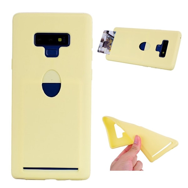 Samsung Galaxy Note9 Ohut Pehmeä Silikooni Muovinen Takasuoja Korttipaikalla - Keltainen Yellow