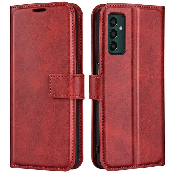 Hållbart konstläder Samsung Galaxy M13 4G fodral med plånbok - Röd Röd