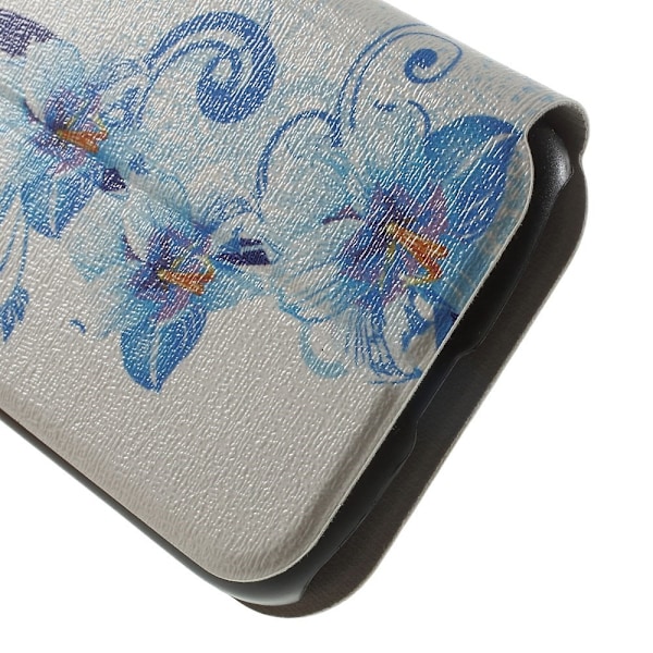 Moberg View Læder Etui Til Samsung Galaxy Ace 4 - Blå Blomster Blue
