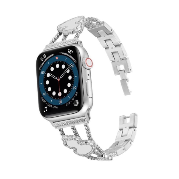 Apple Watch 40 mm klockarmband med strass och kalebassdekor - Silver / Grå Silvergrå