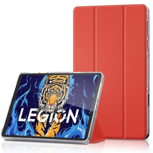 Tri-fold Leather stander etui til Lenovo Legion Y700 - Rød Red