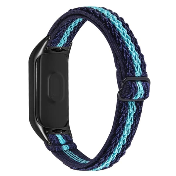Xiaomi Mi Smart Band 6 / 5 elastisk nylonklokkerem - Midnattsblå / Mintgrønn Blue