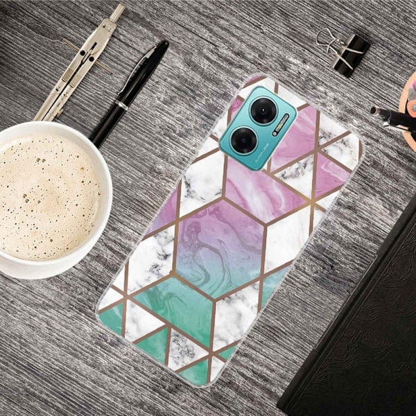 Marble design Xiaomi Redmi Note 11E cover - Hvid Diamant I Farverig Baggrund Multicolor