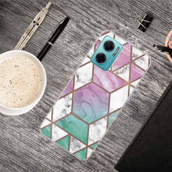 Marmordesign Xiaomi Redmi Note 11E deksel - Hvit Diamant I Fargerik Bakgrunn Multicolor