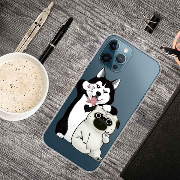 Deco iPhone 14 Pro skal - Två Hundar Silvergrå