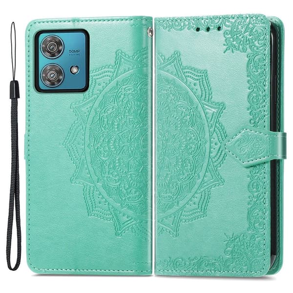 Mandala läder Motorola Edge 40 Neo fodral - Grön Grön