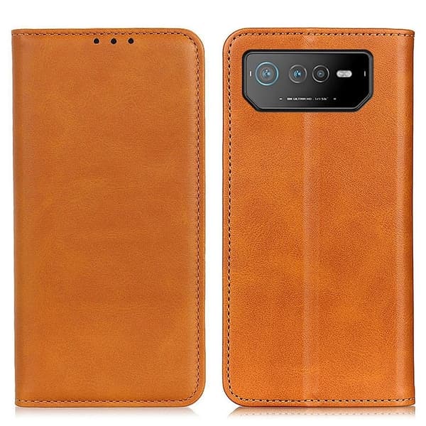 Flip Etui med Pung i Ægte Læder til ASUS Rog Phone 6 - Brun Brown