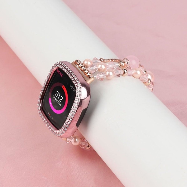 Fitbit Sense 2 / Versa 4 agate bead style watch strap - Pink Rosa