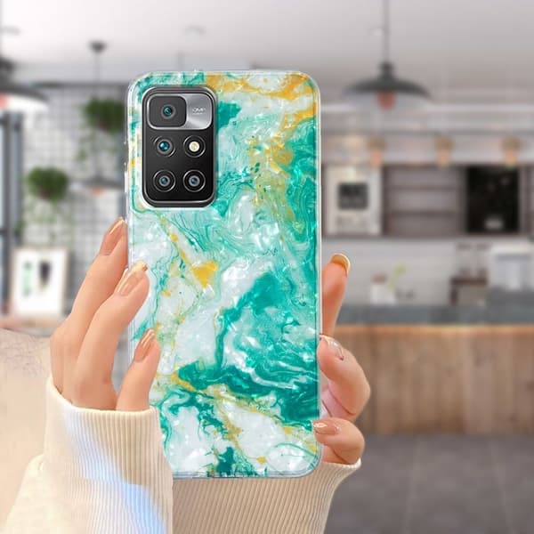 Marble Xiaomi Redmi 10 2022 / Note 11 / 10 Prime / 10 Etui - Grøn Marmor Green