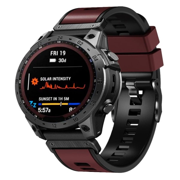 Kaksivärinen silikoninen kellohihna Garmin Watchille ja Coros Vertixille - Viininpunainen / Musta Red