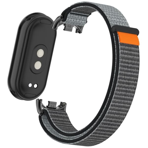 Xiaomi Mi Band 9 / Smart Band 8 Urrem Nylon Loop Justerbar Armbånd - Jerngrå Silver grey