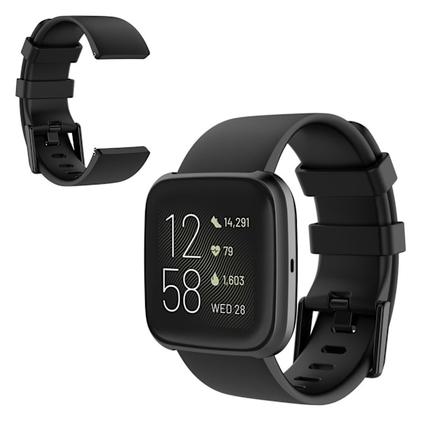Fitbit Versa 2 / Versa Lite silikon klockarmband - svart / Size: L Svart