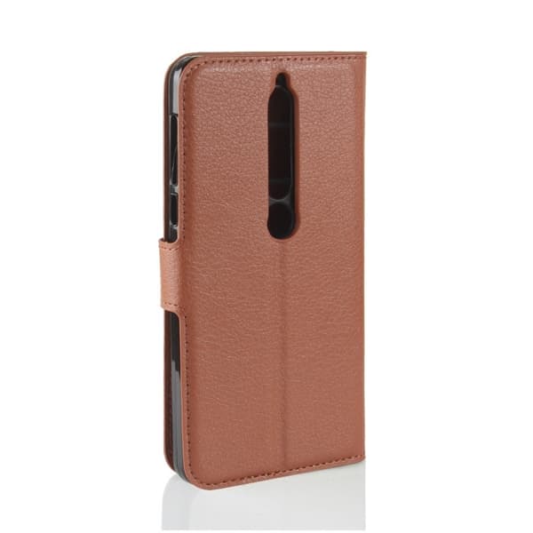 Nokia 6 (2018) litchi tekstur PU læder flip etui - Brun Brown