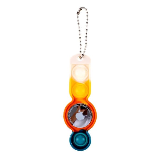AirTags bubble push silikone cover med nøglering - Beige / Gul / Orange / Grøn Multicolor