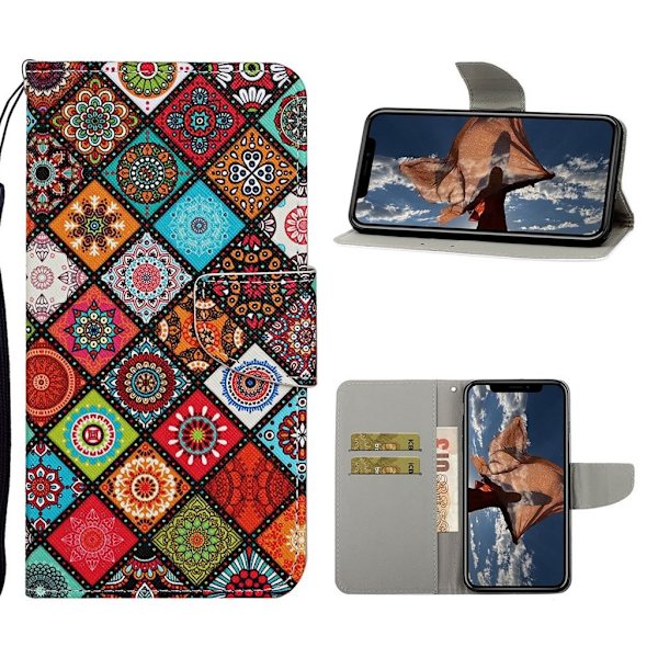 Wonderland iPhone 12 Pro / iPhone 12 flip etui - Mandala-Blomst Multicolor