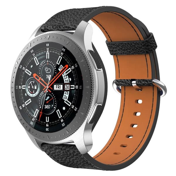 Samsung Gear S3 Classic / S3 Frontier / Galaxy Watch 46mm ægte læder Urrem - Sort Black