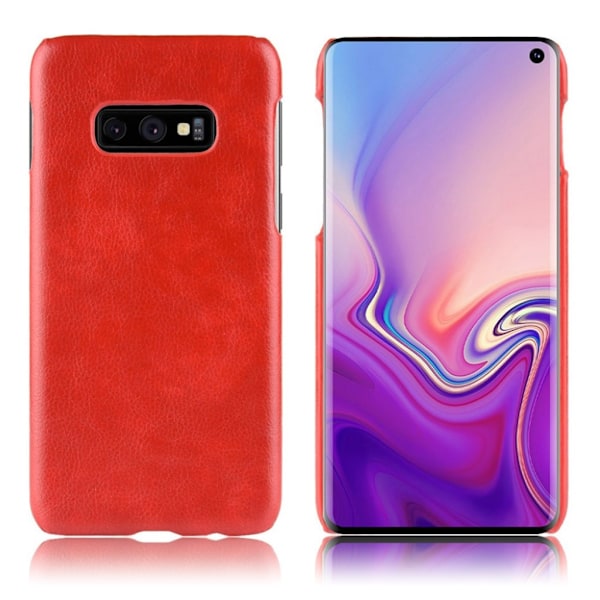 Samsung Galaxy S10e litsi pintainen nahkainen suojakotelo - Punainen Red
